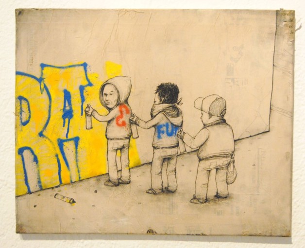 Dran-ART-OF-BUFFING-Pencil-and-water-paint-on-collage-48-x-37-cm-900-Euros-1024x832